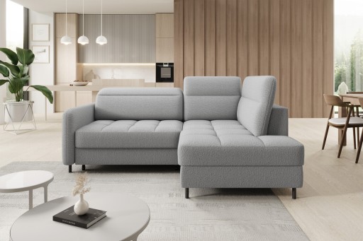 Coltar extensibil dreapta 3 locuri ELTAP, RT-04ROY, Barea, 208x160x100 cm, lemn/poliester, gri deschis