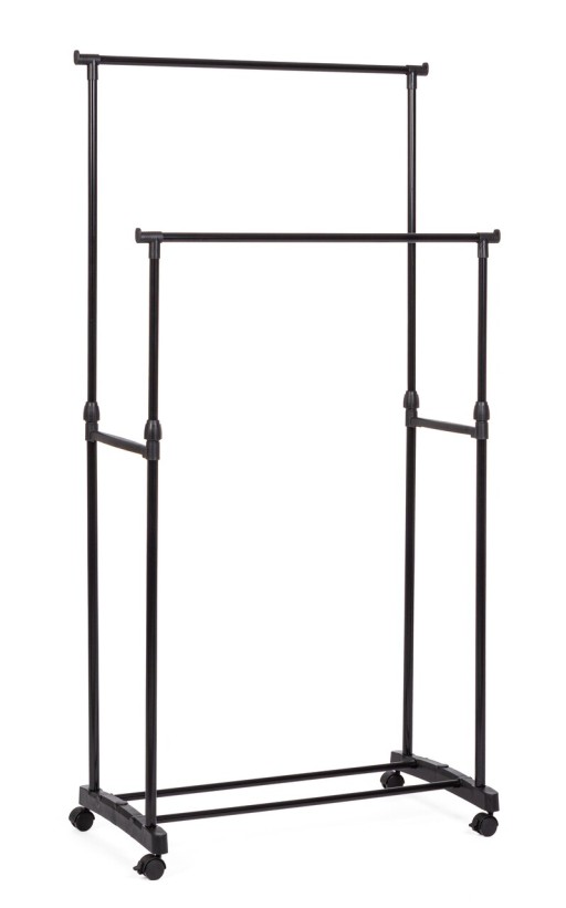 Suport pentru umerase Roald, Bizzotto, 80x42x90-160 cm, otel, negru