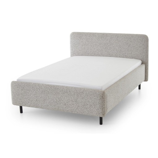Pat matrimonial bej tapițat cu spațiu de depozitare cu somieră 140x200 cm Primo – Meise Möbel