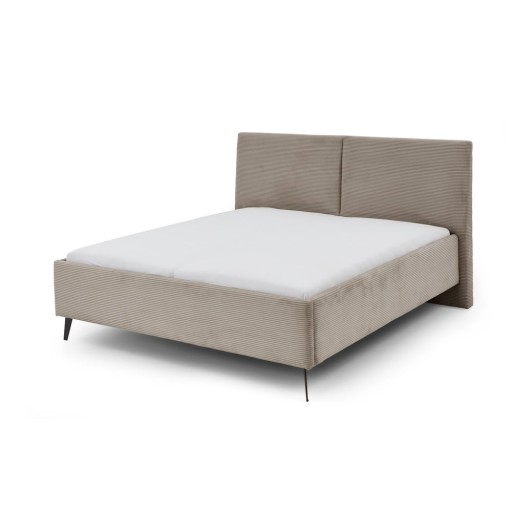 Pat matrimonial taupe tapițat cu spațiu de depozitare cu somieră 180x200 cm Lando – Meise Möbel