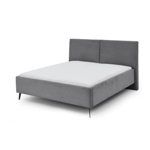 Pat matrimonial gri tapițat cu spațiu de depozitare cu somieră 180x200 cm Lando – Meise Möbel