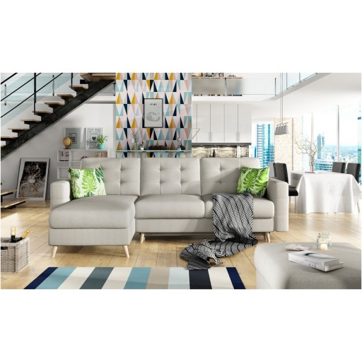 Coltar extensibil reversibil 3 locuri ELTAP, AsgL-18, Asgard, 248x162x93 cm, lemn/poliester, bej deschis