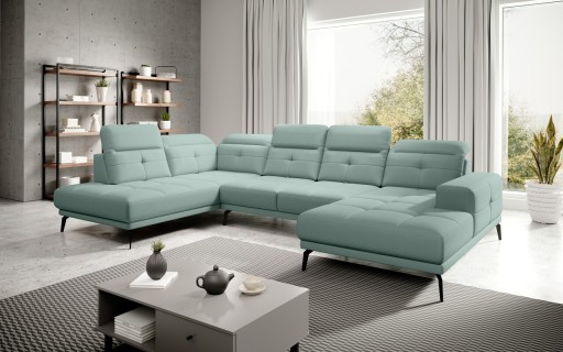 Coltar stanga 6 locuri ELTAP, LT-100PO, Bretan, 350x205x107 cm, lemn/poliester, turcoaz