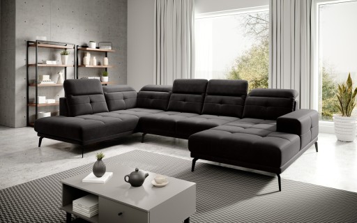 Coltar stanga 6 locuri ELTAP, LT-10LU, Bretan, 350x205x107 cm, lemn/poliester, negru