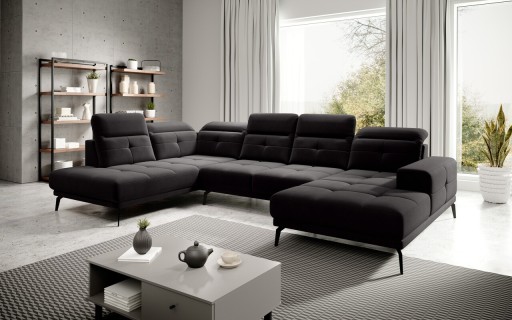 Coltar stanga 6 locuri ELTAP, LT-10VE, Bretan, 350x205x107 cm, lemn/poliester, negru