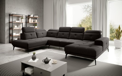 Coltar stanga 6 locuri ELTAP, LT-22FL, Bretan, 350x205x107 cm, lemn/poliester, maro inchis