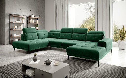 Coltar stanga 6 locuri ELTAP, LT-35LU, Bretan, 350x205x107 cm, lemn/poliester, verde inchis
