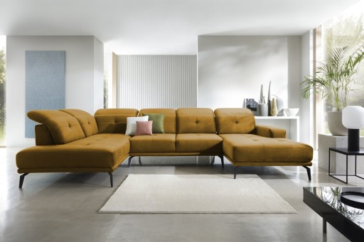Coltar stanga 6 locuri ELTAP, LT-45LO, Bretan, 350x205x107 cm, lemn/poliester, mustar