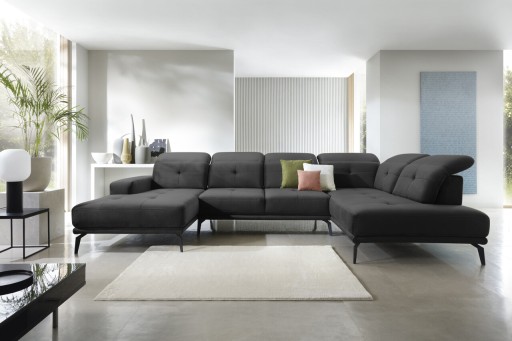 Coltar dreapta 6 locuri ELTAP, RT-06LO, Bretan, 350x205x107 cm, lemn/poliester, gri inchis