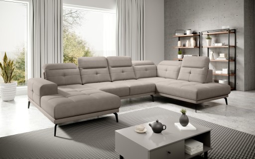 Coltar dreapta 6 locuri ELTAP, RT-07PO, Bretan, 350x205x107 cm, lemn/poliester, gri