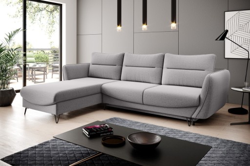 Coltar extensibil stanga 3 locuri ELTAP, LT-04GO, Silva, 276x201x100 cm, lemn/poliester, gri deschis