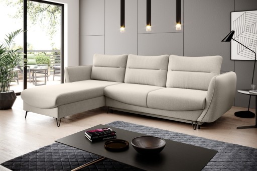 Coltar extensibil stanga 3 locuri ELTAP, LT-22IN, Silva, 276x201x100 cm, lemn/poliester, bej deschis