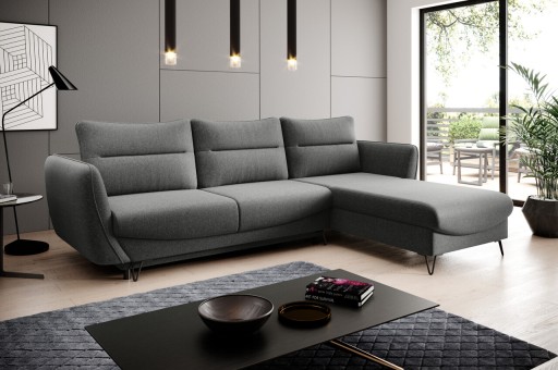 Coltar extensibil dreapta 3 locuri ELTAP, RT-04FL, Silva, 276x201x100 cm, lemn/poliester, gri