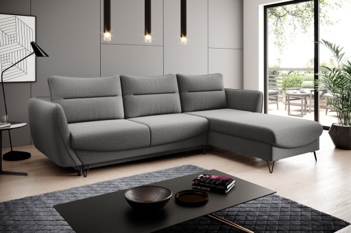 Coltar extensibil dreapta 3 locuri ELTAP, RT-05GO, Silva, 276x201x100 cm, lemn/poliester, gri
