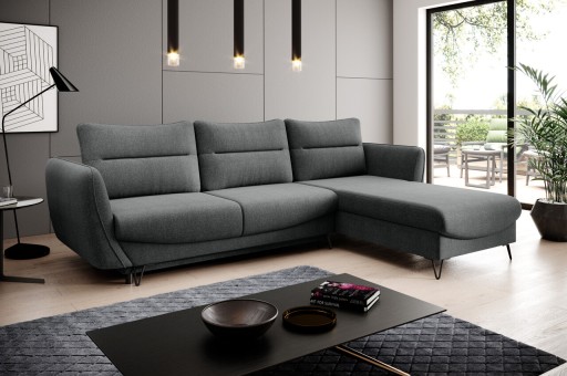 Coltar extensibil dreapta 3 locuri ELTAP, RT-05VER, Silva, 276x201x100 cm, lemn/poliester, gri inchis