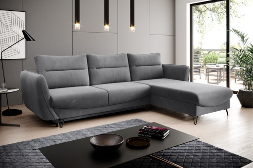 Coltar extensibil dreapta 3 locuri ELTAP, RT-06SO, Silva, 276x201x100 cm, lemn/poliester, gri inchis