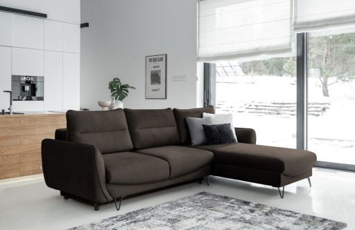 Coltar extensibil dreapta 3 locuri ELTAP, RT-22NU, Silva, 276x201x100 cm, lemn/poliester, maro inchis