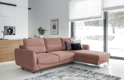 Coltar extensibil dreapta 3 locuri ELTAP, RT-24NU, Silva, 276x201x100 cm, lemn/poliester, roz