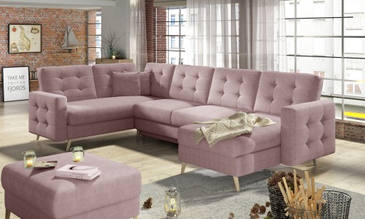 Coltar extensibil reversibil 5 locuri ELTAP, AsdU-33, Asgard, 326x202x93 cm, lemn/poliester, roz
