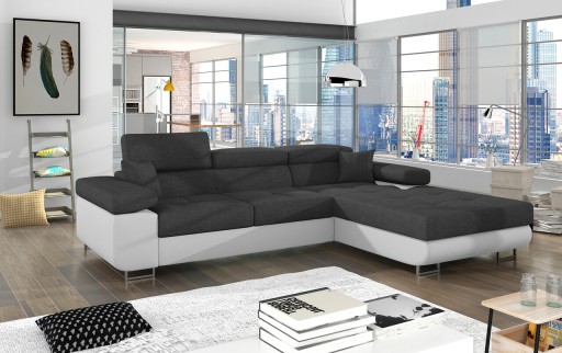 Coltar extensibil dreapta 4 locuri ELTAP, Armd-04, Armando, 289x203x85 cm, lemn/poliester, gri inchis/alb