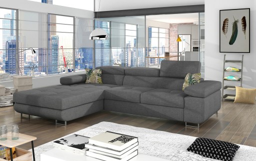 Coltar extensibil stanga 4 locuri ELTAP, Armd-26, Armando, 289x203x85 cm, lemn/poliester, gri/verde