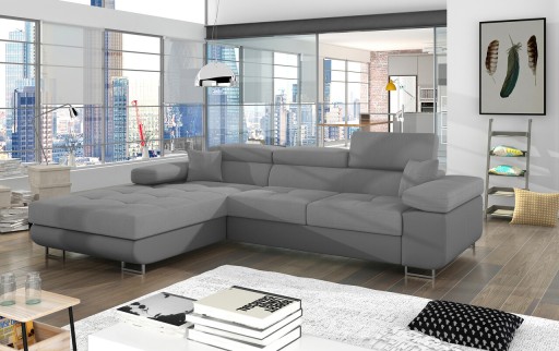 Coltar extensibil stanga 4 locuri ELTAP, Armd-54, Armando, 289x203x85 cm, lemn/poliester, gri deschis/gri