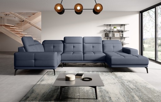 Coltar stanga 6 locuri ELTAP, LT-40PO, Neviro, 350x201x77 cm, lemn/poliester, albastru