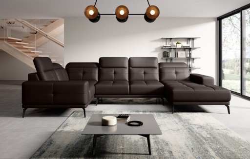 Coltar stanga 6 locuri ELTAP, LT-66SOF, Neviro, 350x201x77 cm, lemn/poliester, maro inchis