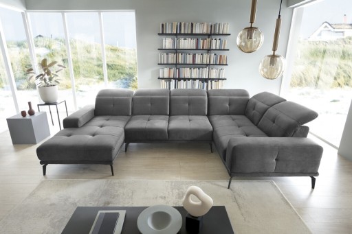 Coltar dreapta 6 locuri ELTAP, RT-04NU, Neviro, 350x201x77 cm, lemn/poliester, gri