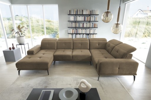 Coltar dreapta 6 locuri ELTAP, RT-20NU, Neviro, 350x201x77 cm, lemn/poliester, maro deschis
