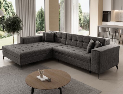 Coltar extensibil stanga 4 locuri ELTAP, Sol-01, Solange, 292x196x84 cm, lemn/poliester, gri