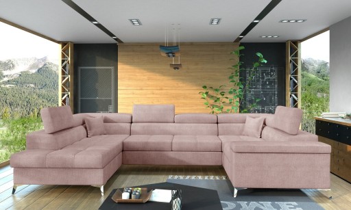 Coltar extensibil stanga 6 locuri ELTAP, Th-27, Thiago, 342x208x88 cm, lemn/poliester, roz deschis