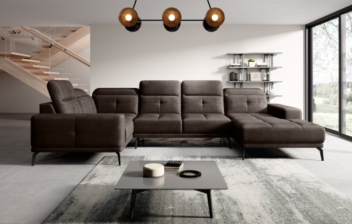 Coltar stanga 6 locuri ELTAP, LT-22NU, Neviro, 350x201x77 cm, lemn/poliester, maro inchis