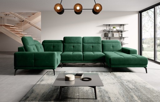 Coltar stanga 6 locuri ELTAP, LT-35LU, Neviro, 350x201x77 cm, lemn/poliester, verde inchis