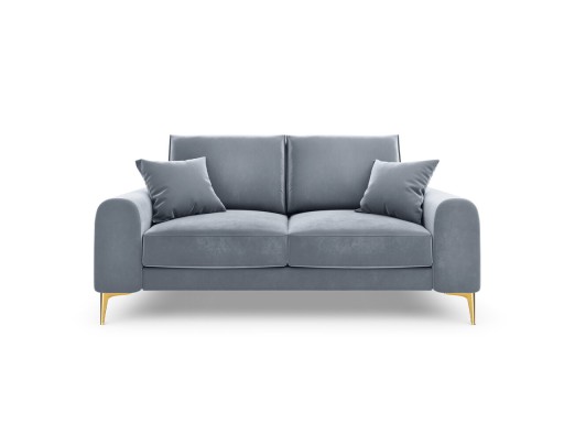 Canapea, Madara, Mazzini Sofas, 2 locuri, gold legs, 172x102x90 cm, catifea, albastru deschis