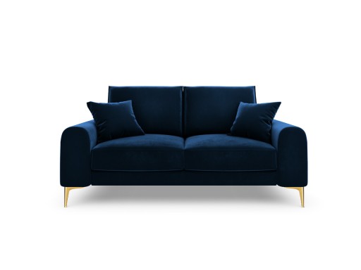 Canapea, Madara, Mazzini Sofas, 2 locuri, gold legs, 172x102x90 cm, catifea, albastru regal