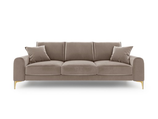 Canapea, Madara, Mazzini Sofas, 3 locuri, gold legs, 222x102x90 cm, catifea, bej