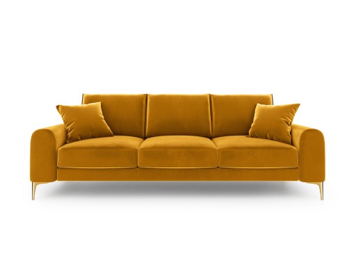 Canapea, Madara, Mazzini Sofas, 3 locuri, gold legs, 222x102x90 cm, catifea, galben