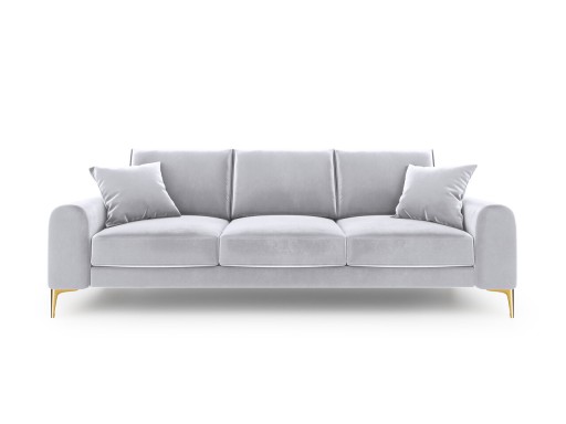 Canapea, Madara, Mazzini Sofas, 3 locuri, gold legs, 222x102x90 cm, catifea, argintiu