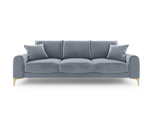 Canapea, Madara, Mazzini Sofas, 3 locuri, gold legs, 222x102x90 cm, catifea, albastru deschis