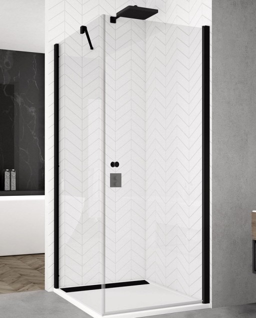 Perete fix Ronal (SanSwiss) Solino SOLT1 90cm  sticla AquaPerle 6mm  profil negru