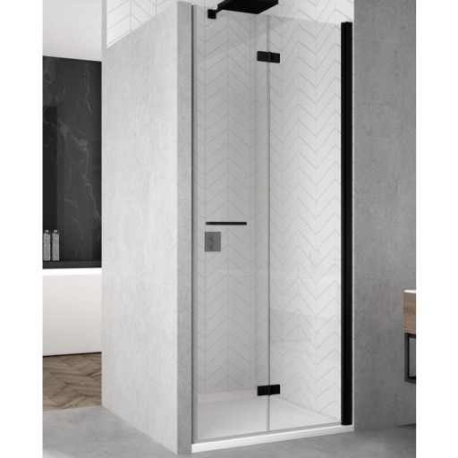 Usa de dus pliabila Ronal (SanSwiss) Solino SOLF1D 90cm  orientare dreapta  sticla AquaPerle 6mm  profil negru