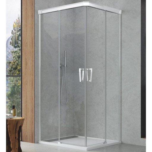 Usa de dus culisanta cu parte fixa Ronal (SanSwiss) Cadura CAE2G 70cm  orientare stanga  sticla AquaPerle 6mm  profil argintiu