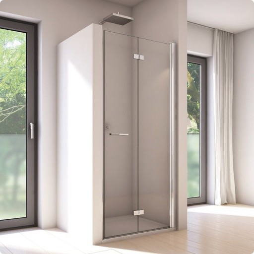 Usa de dus pliabila Ronal (SanSwiss) Solino SOLF1D 100cm  orientare dreapta  sticla AquaPerle 6mm  profil argintiu