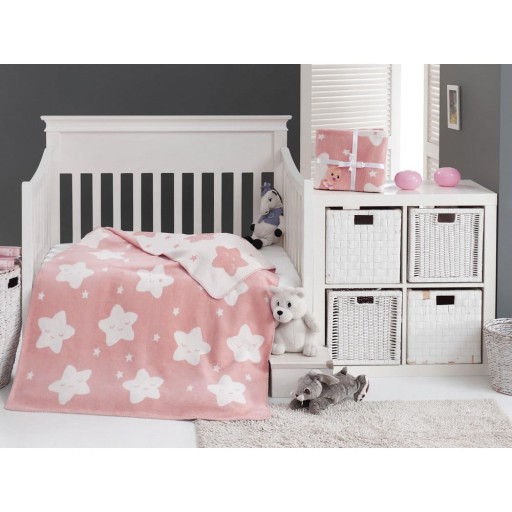 Pătură pentru copii roz din polar, fleece 100x120 cm Star – Mijolnir