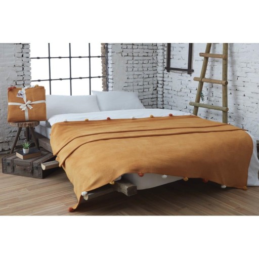 Cuvertură galben-muștar din polar, fleece 150x200 cm Pom Pom – Mijolnir