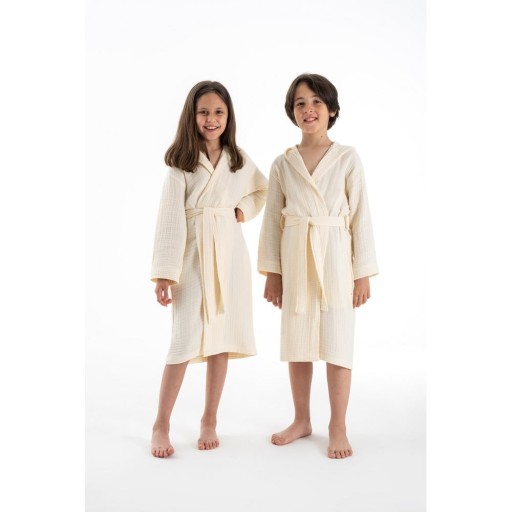 Halat pentru copii crem pentru 5-6 ani din muselină Muslin – Foutastic