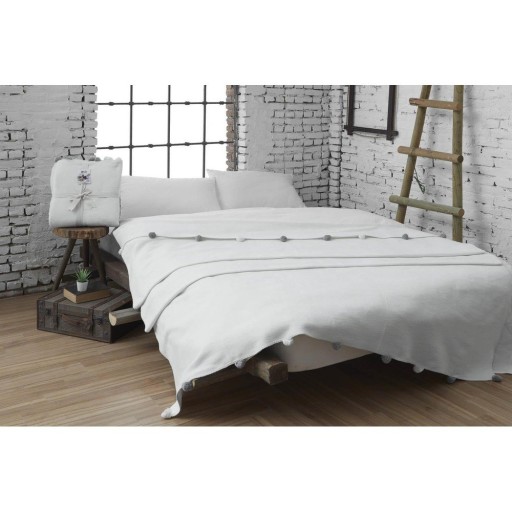 Cuvertură crem din polar, fleece 150x200 cm Pom Pom – Mijolnir