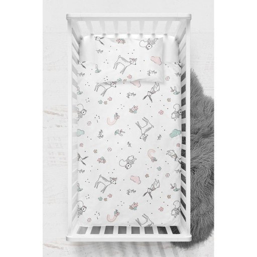 Lenjerie de pat pentru copii albă din bumbac ranforcé pentru pătuț 100x150 cm Flowers – Mijolnir