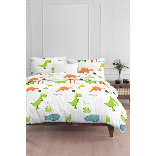 Lenjerie de pat pentru copii albă pentru pat de o persoană 140x200 cm Dinolar – Mijolnir